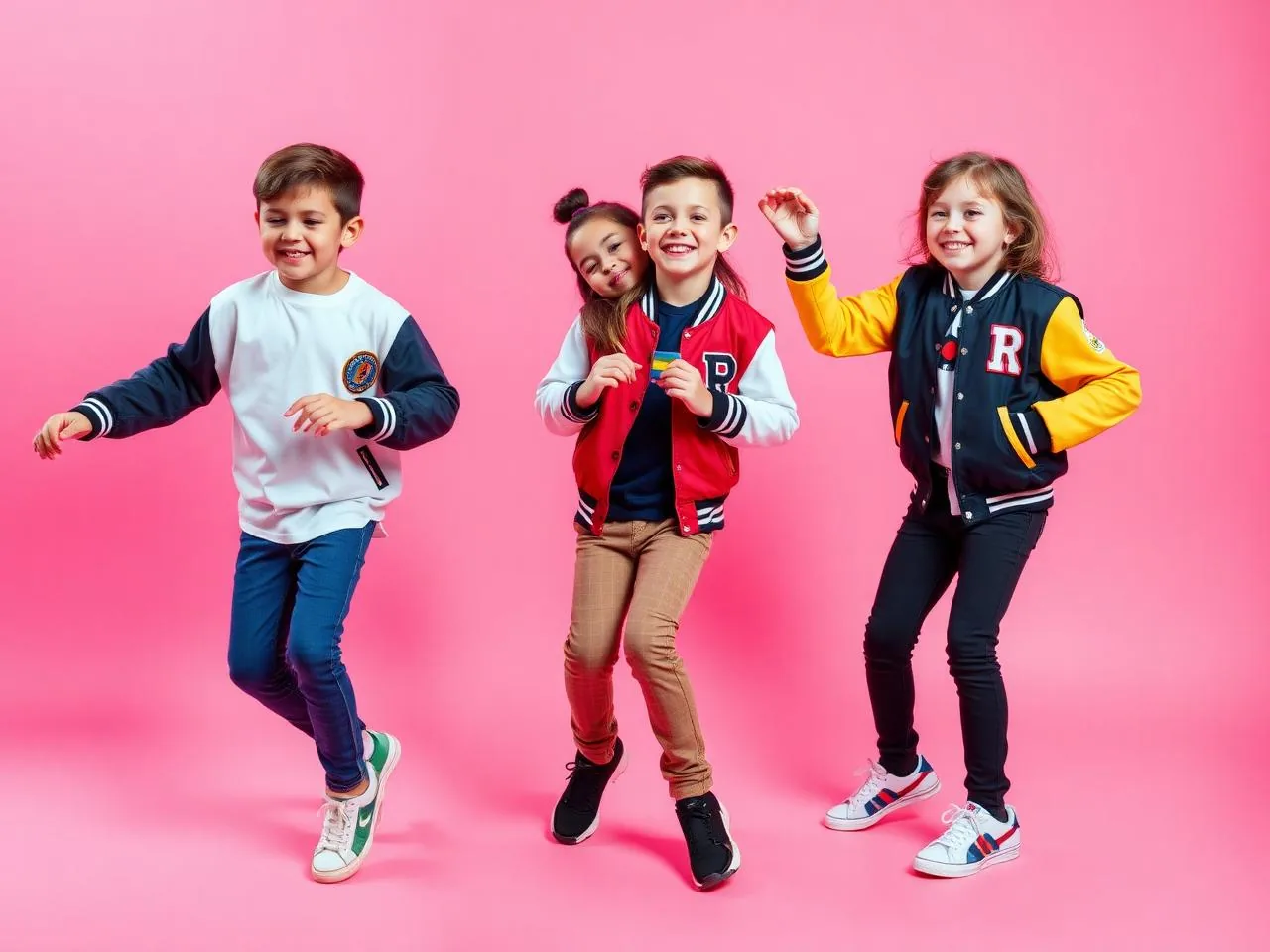 Modern kids fashion street style group